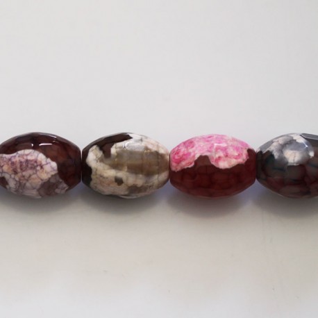 Agate 16x12 mm olive faceted ivory fuchsia pink - BeauMonde Bijoux