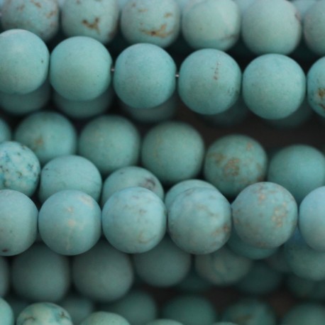BeauMonde Bijoux - Howlite turquoise 6 mm perle teinté ronde mat Chine