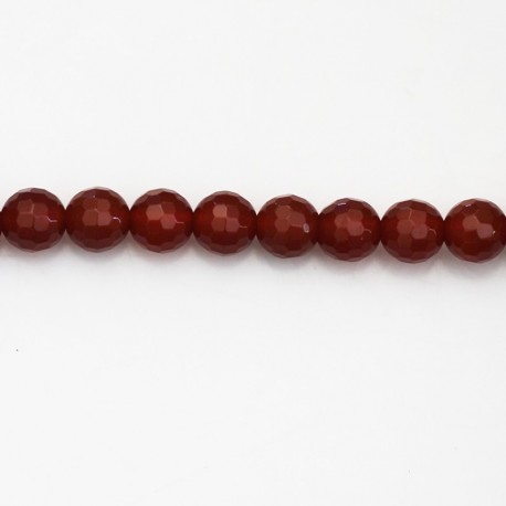 BeauMonde Bijoux - Cornaline 6 mm perle ronde facettée (agate rouge) A Brésil