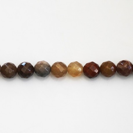 Petrified wood 6 mm round faceted bead Madagascar - BeauMonde Bijoux