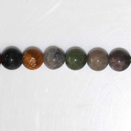 Agate 8 mm mixed khaki round bead - BeauMonde Bijoux