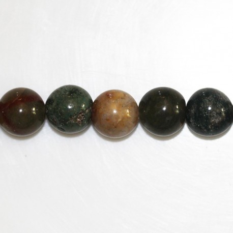 Agate 10 mm mixed khaki round bead - BeauMonde Bijoux