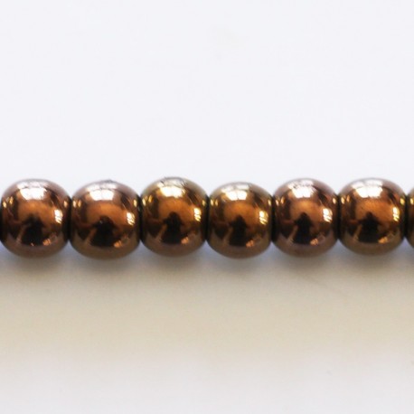 Hematite 6 mm round copper bead - BeauMonde Bijoux
