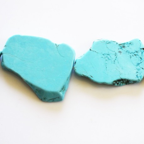 BeauMonde Bijoux - Howlite 35/40x50 mm environ plaque plate irrégulière turquoise
