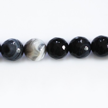 Agate 10 mm round faceted bead - BeauMonde Bijoux