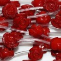 Bambou rouge 9/10 mm motif rose Indonésie