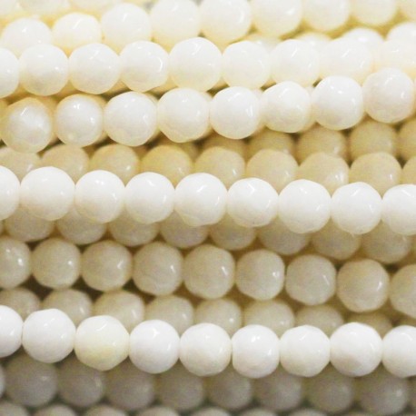 Bamboo white 4 mm round faceted bead - BeauMonde Bijoux