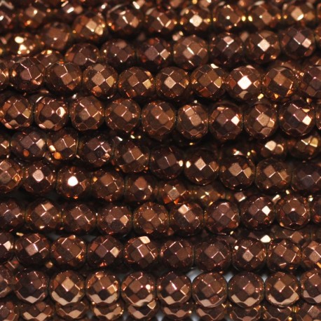 Hematite copper 4 mm round faceted bead - BeauMonde Bijoux