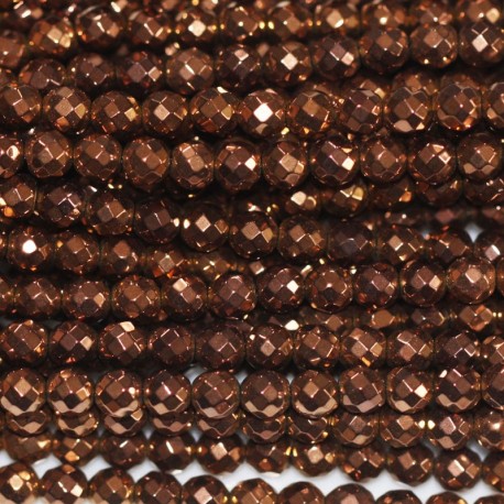 Hematite copper 3 mm round faceted bead - BeauMonde Bijoux